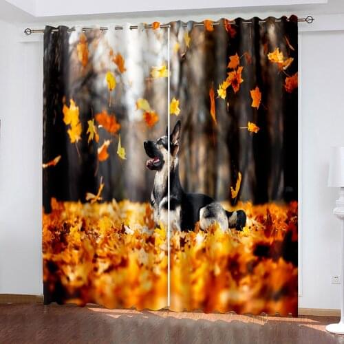 Forest Animal Self Heating Landscape 3D Pattern Printing Living Room Sunshade Custom Curtain Suit Bedroom Hook Decoration