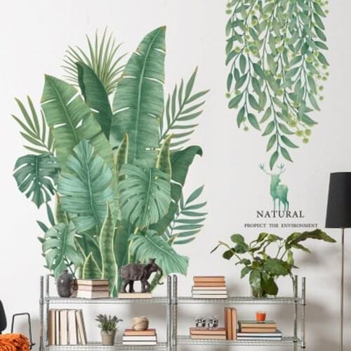 Removable Nordic style Banana Leaf Wall Stickers for Living room Bedroom Dining room Kitchen Kids room Wall Decals Sofa Murals