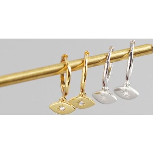 925 Sterling Silver Geometric Hoop Earrings CZ Crystal Charms Prevent Allergy Earrings for Women INS Jewelry