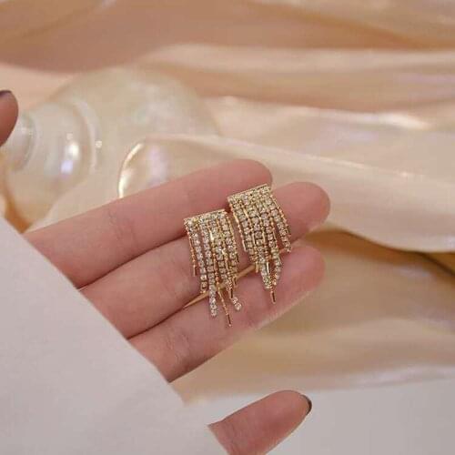 Huge Bud Vintage Long Thread Tassel Drop Earrings Tiny Cubic Zirconia Dangler Eardrop for Women Korean Earring Fashion Jewelry