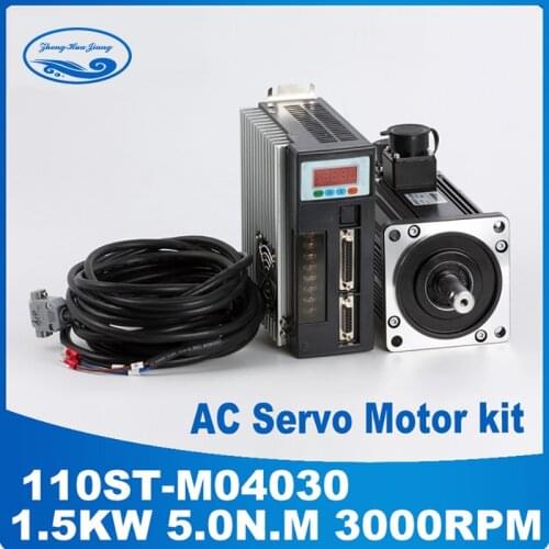 Cnc servo kit 1.5KW servo motor three phase motors 3000rpm 110ST-M04030 & servo driver