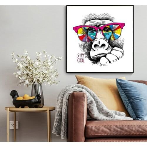Funny Colorful Tarsier Canvas Painting Abstract Animal Wall Art Poster and Printing for Living Room Home Decoration
