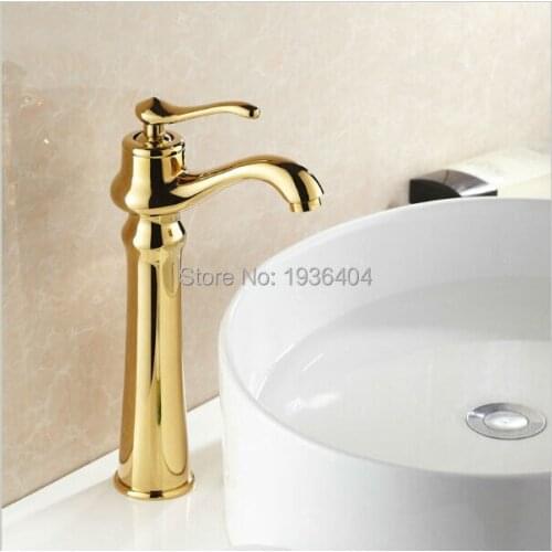 Basin Faucets Gold Plating Copper Mixer Taps Single Handle Bathroom torneira benheiro G1020
