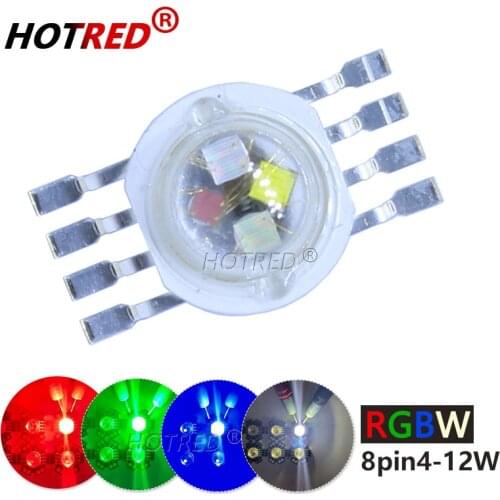 10-100PCS 45MIL RGBW LED Diode 8pins High Power LED Chip 4W-12W Colorful four core sources DIY for LED Stage lighting beads