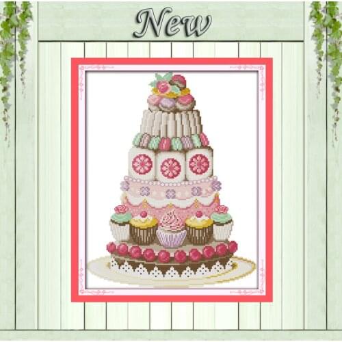 Cake tower dessert fruit food home wall Decor Pattern print on fabric DMC 11CT 14CT Cross Stitch kits,needlework Sets embroidery