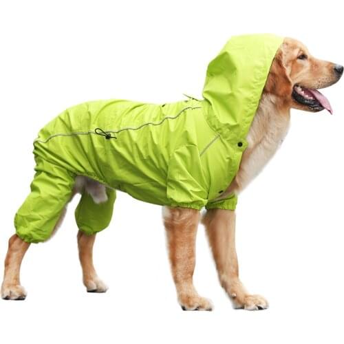 Large Dog Outdoor Hooded Overalls Raincoat Clothes Waterproof Rain Jumpsuit For Big Medium Small Dogs Golden Retriever Labrador