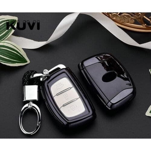 Hight quality PC+TPU Car Key Fob Shell Cover Case For Hyundai Creta I10 I20 Tucson Elantra Santa Fe 2016 2017 2018 Accessories