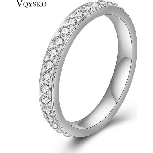 One Lines Stainless Steel Crystal Jewelry Wholesale Fashion Wedding Rings