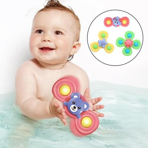 3pcs Funny Baby Bath Toys Suction Cup Spinning Top Sucker Toy Kids Gift