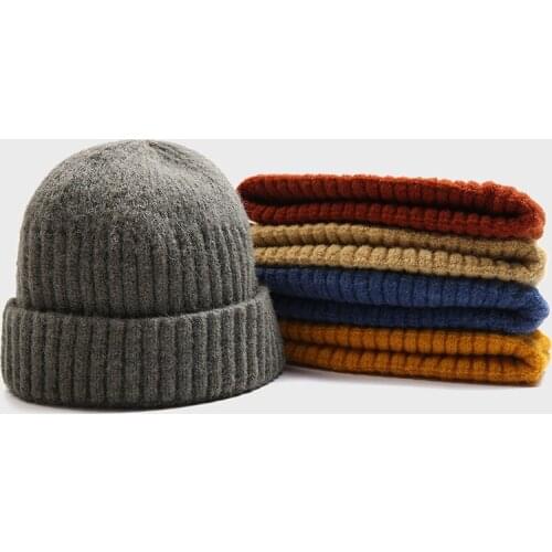 Winter Men Beanie Female Skullcap Adult Casual Hip Hop Hat Warm Autumn Soft Unisex Knitted Cap Fashion Solid Short Melon Elastic