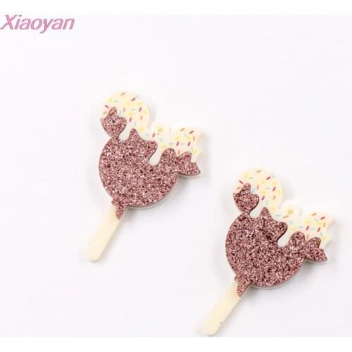 1pair) Popsicle Ice Cream For Dangle Earrings Mouse Head Glitter Acrylic Jewelry Making