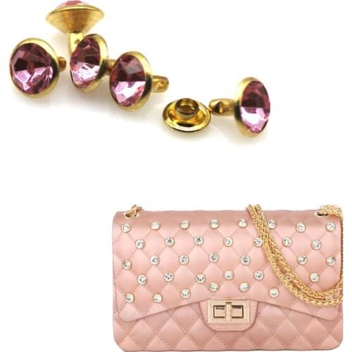 10MM CRYSTAL on GOLD Synthetic Rhinestone rivets Diamond Riveting Supplies