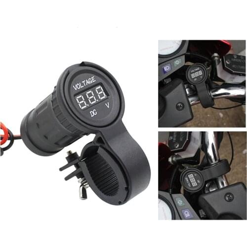 12V24V Motorcycle Faucet Handle Waterproof Voltmeter Car Power Supply Voltage Indicator LED Digital Display Adapter Socket