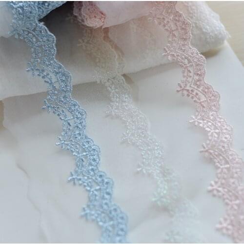 2 Meters Blue Pink White Lace Trim Fabulous Embroidered Lace Fabric Bridal Lace Costume Supplies Dress Edge 18cm Width