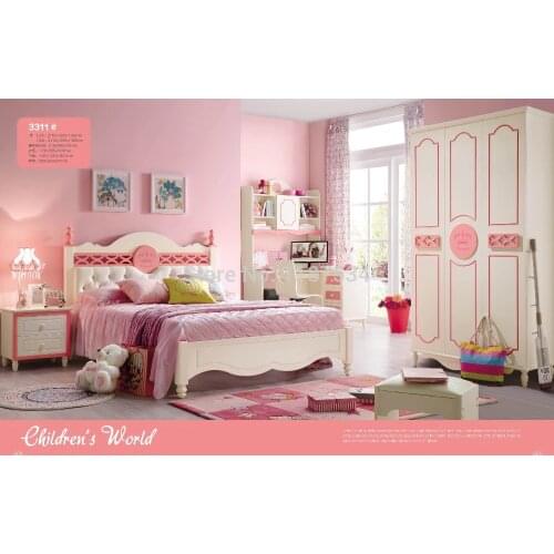 3311 Children bedroom furniture sets children bed wardrobe desk chair nightstand