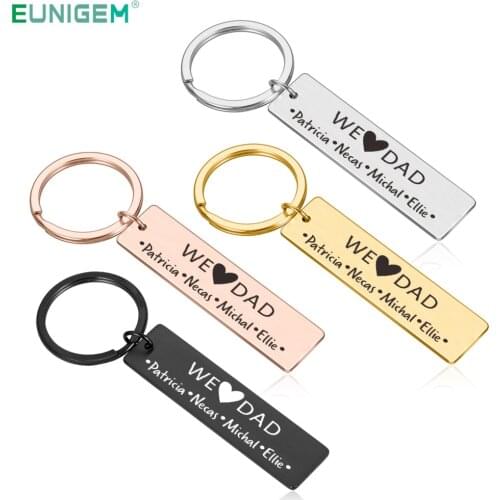Custom Name Keychain We Love Dad Keyring Fathers Day Gifts Birthday Present for Father From Daughter Son Keychain for Daddy