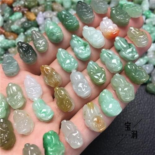 Small Pixiu Natural Green Grade A jade Type A Jade Burma jadeite pendant Bead DIY Jewelry Baby Child Emerald Feicui earrings