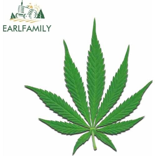 EARLFAMILY 13cm x 12cm for Hemp Leaf Green Decal Windshield Personality Car Stickers Air Conditioner Trunk Waterproof Decoration