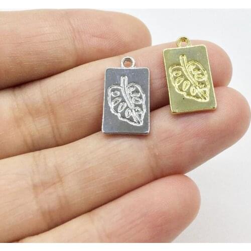 Eruifa 20pcs10*15mm New arrival Tropical LeafZinc Alloy Rectangle Coin necklace,earring bracelet jewelry DIY handmade 2 colors