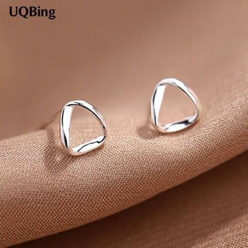 Geometric Hollow Simple Triangle Stud Earrings For Women Silver Gifts Jewelry