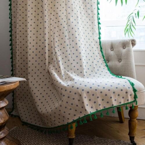 Idyllic daisy Curtain For Living Room Blinds Bedroom French window Bay Window Cotton Linen Finished Drapes Kitchen Decor Curtain