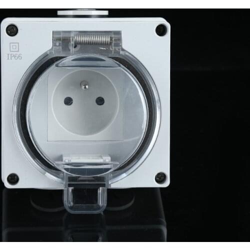 Ip66 France Standar Weatherproof Socket Waterproof Dustproof Outdoor Wall Power Outlet 16A Bathroom Socket
