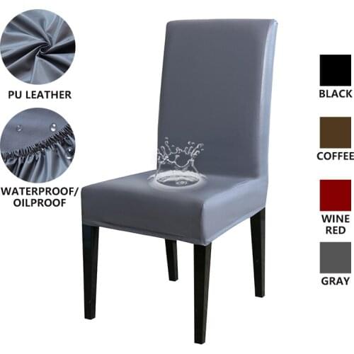 PU Leather Chair Cover Spandex Waterproof Oilproof Chair Cover Banquet Hotel Cover housse de chaise