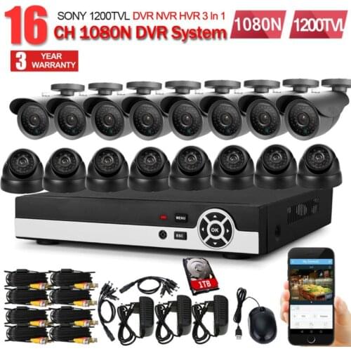 JORANKAHD CCTV System 16CH AHD 1080N CCTV DVR Kit HDMI 1080P SONY 1200TVL IR Cameras Security System 16 channel CCTV NVR 1TB HDD