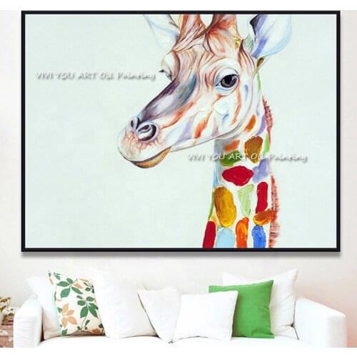 Large Size 100% Handmade Animal Deer Drawing Oil Painting On Canvas Hand Painted Wall Art Picture Kids Room Decoration Gift