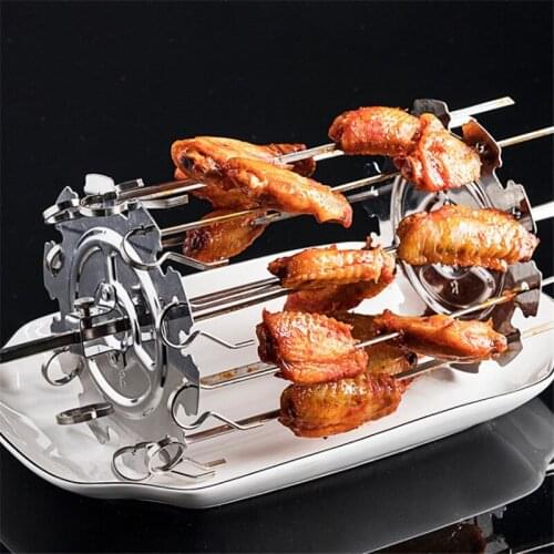 ZK30 Stainless Steel Grilled Cage BBQ Roaster Barbecue Kebab Maker Meat Skewer Machine BBQ Grill Kitchen Air Fryer Accessories