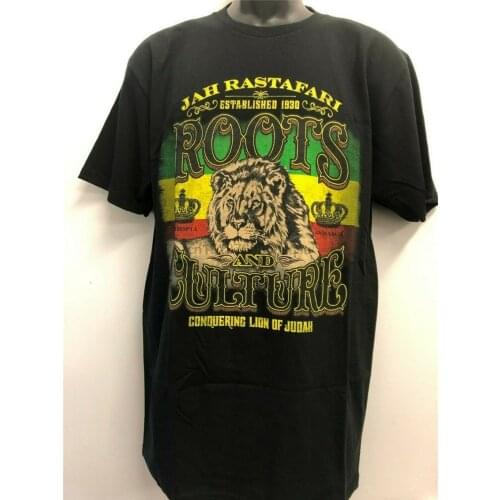 Red Gold Green Jah Rastafari Roots Culture Black T Shirt Rasta Ltd Quantity Summer Tee Shirt