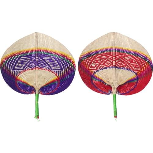 Summer Handmade Vietnamese Hand Fan Handheld Palm Leaf Fans Crafts Peach Shaped Summer Cooling Mosquitos repelling Hand Fans