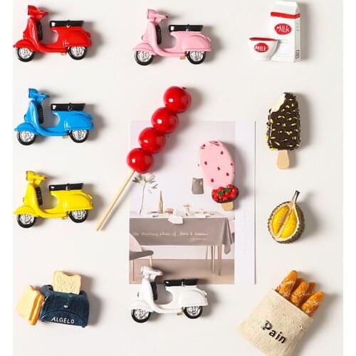 3d refrigerator paste magnetic stick cartoon Pan coffee milk Bread teapot egg tomato magnetic stick message board magnetic stick