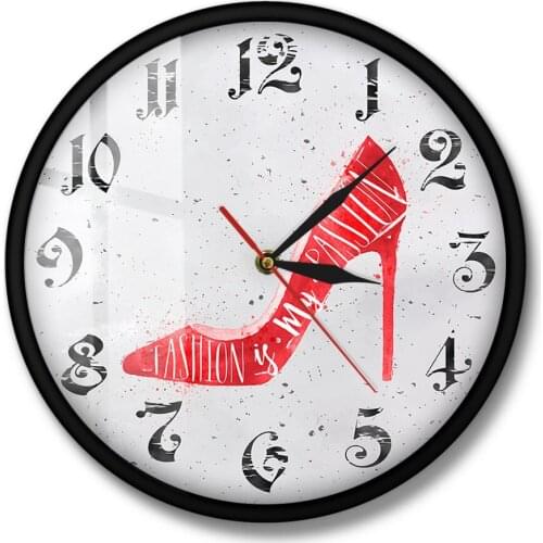 Fashion Quote Red High Heels Shoes Store Wall Clock Is My Passion Fashion Girls Room Decor High-heeled Shoes Designer Timepiece