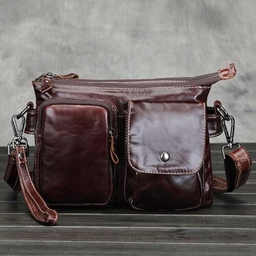 New Men Clutch Bags First Layer Cowhide famous brand Cross Body Messenger Shoulder Genuine Leather Vintage Leisure Business Bag