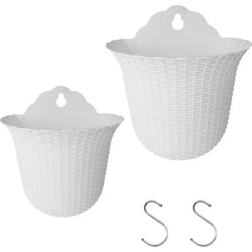 Wall-Hanging Flower Pot Garden Fence Hanging Flower Pot Home Office Decoration Pot With Hook Creative Simple PP Plants Basket