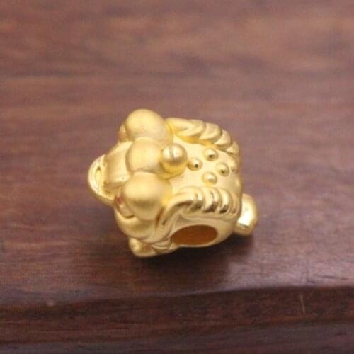 Real 24Kt Yellow Gold Pendant Women 3D Luck Coin Toad Bead 0.9-1.3g 14x9mm GUARANTEED 24K PURE GOLD Best Gift