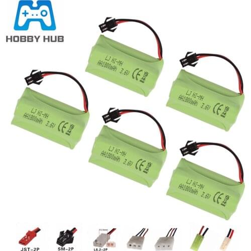 HOBBY HUB 3.6v 1800mah NiMH Battery For Rc toys Car Gun Truck Train Ni-MH AA 700mah 3.6v Rechargeable Battery 5Pcs For RC boat