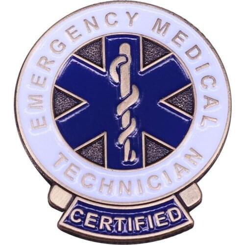 New Fashion Blue Star of Life Emergency Medical Technician Brooch EMT Alloy Enamel Pin for Nurse Gift
