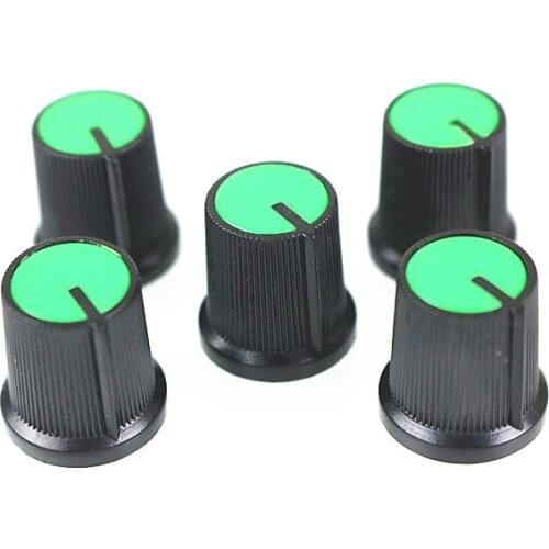 Newest !! 10 Pcs 6mm Shaft Hole Dia Plastic Threaded Knurled Potentiometer Green Knobs Caps