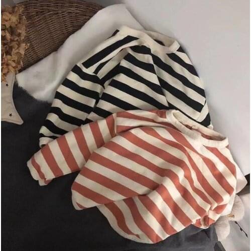2021 new arrival girls boys striped sweatshirt autumn full sleeve casual cotton kids t-shirt