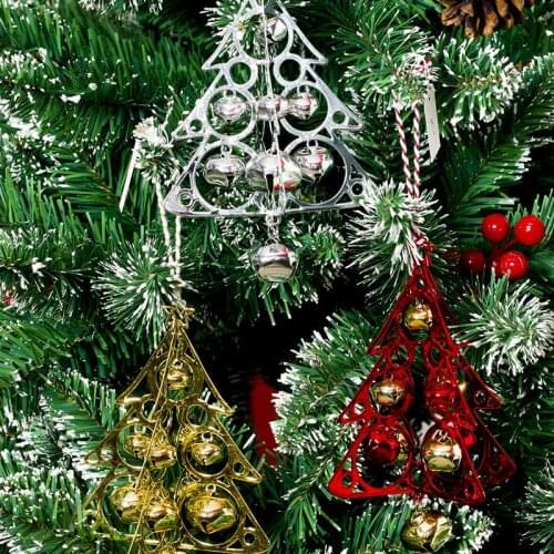 Christmas Tree Shaped White Golden Red Bell Hanging Pendant Christmas Holiday Party Decor Christmas Tree Decor Supplies Gifts