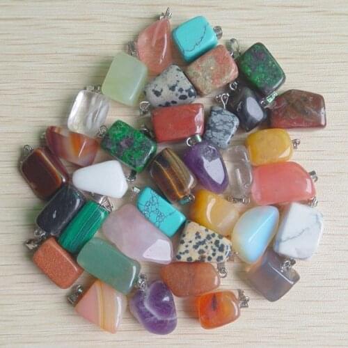 2017 trendy hot selling natural stone mixed Irregular shape pendants for charms jewelry making 36pcs/lot Wholesale free shipping