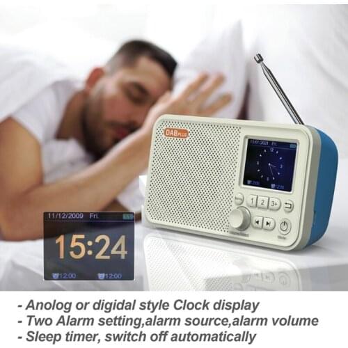 LCD DAB FM Radio Receiver Frequency Range 87.5-108MHz Portable Indoor Outdoor Player Support Clock/Sleep