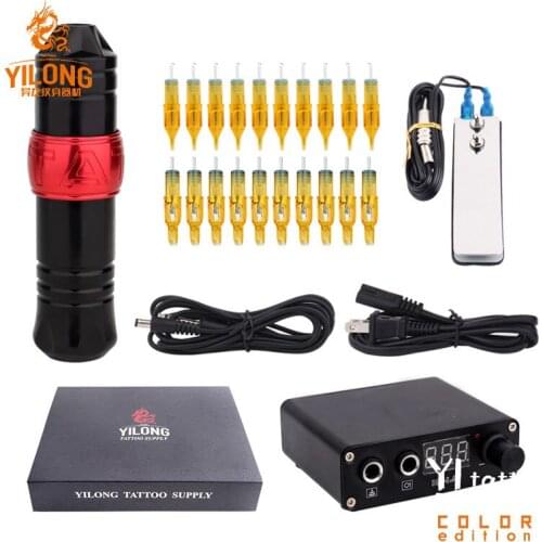 Professional Rotary Pen Tattoo Kit 20pcs Tattoo Neddles LCD Mini Power Equipment Supplies