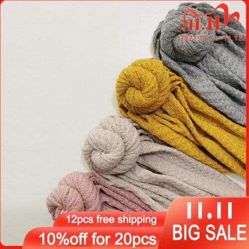 Solid Waffle Cotton Baby Girl Hait Crochet Knit Newborn Infant Toddler Turban Cap Bonnet Beanies Headwraps Photography Props