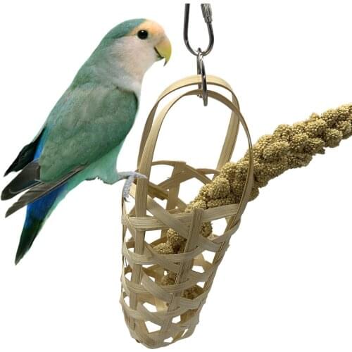 2pcs Cute Bird Parrot Feeder Cage Fruit Vegetable Holder Cage Accessories Hanging Basket Container Toys Pet Bird Supplies