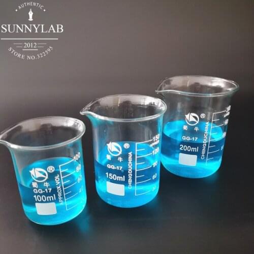3pcs/set 100/150/200ml Glass Beaker Student Chemistry Laboratory Glass Transparent Beaker Flask Thickened With Spout
