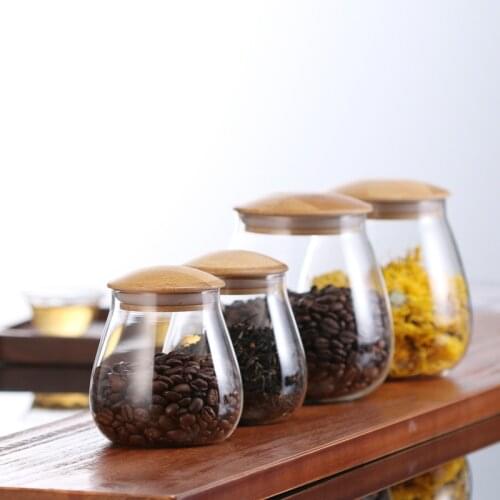 Kitchen mushroom shaped glass storage tank coarse grain sealed can food storage can tea can coffee bean Caddies