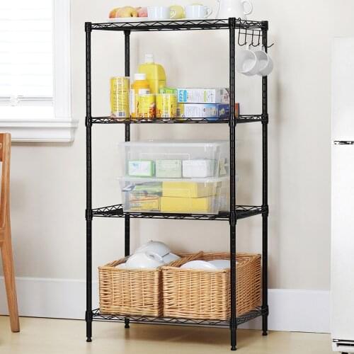 60*30*120CM Carbon Steel 4 Shelf Shelving Storage Unit 4 Tier Layer Rack Storage Organizer for Home Kitchen Living Room